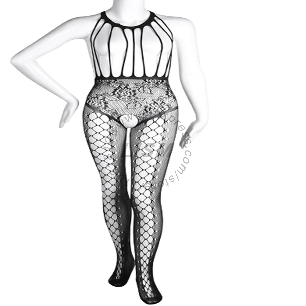 Bodystocking Fishnet - LISM Bodystocking Sexy com Decote Halter