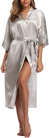 Roupão de cetim extra longo fe - Robe Silk Women avaliação e preço