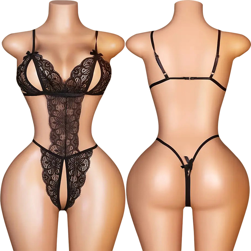 Conjuntos de Lingerie Sexy Sem - Lace Teddy Lingerie avaliação e preço